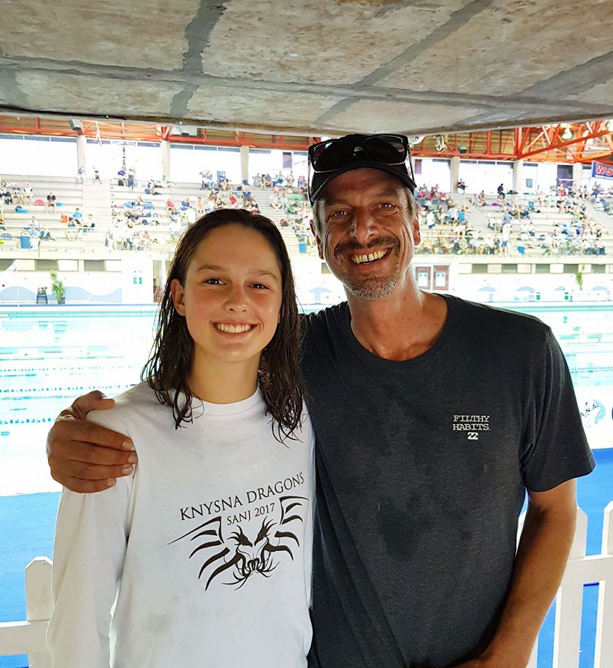 Aimee Canny and he coach Grant Ferguson at Junior Nationals 2018