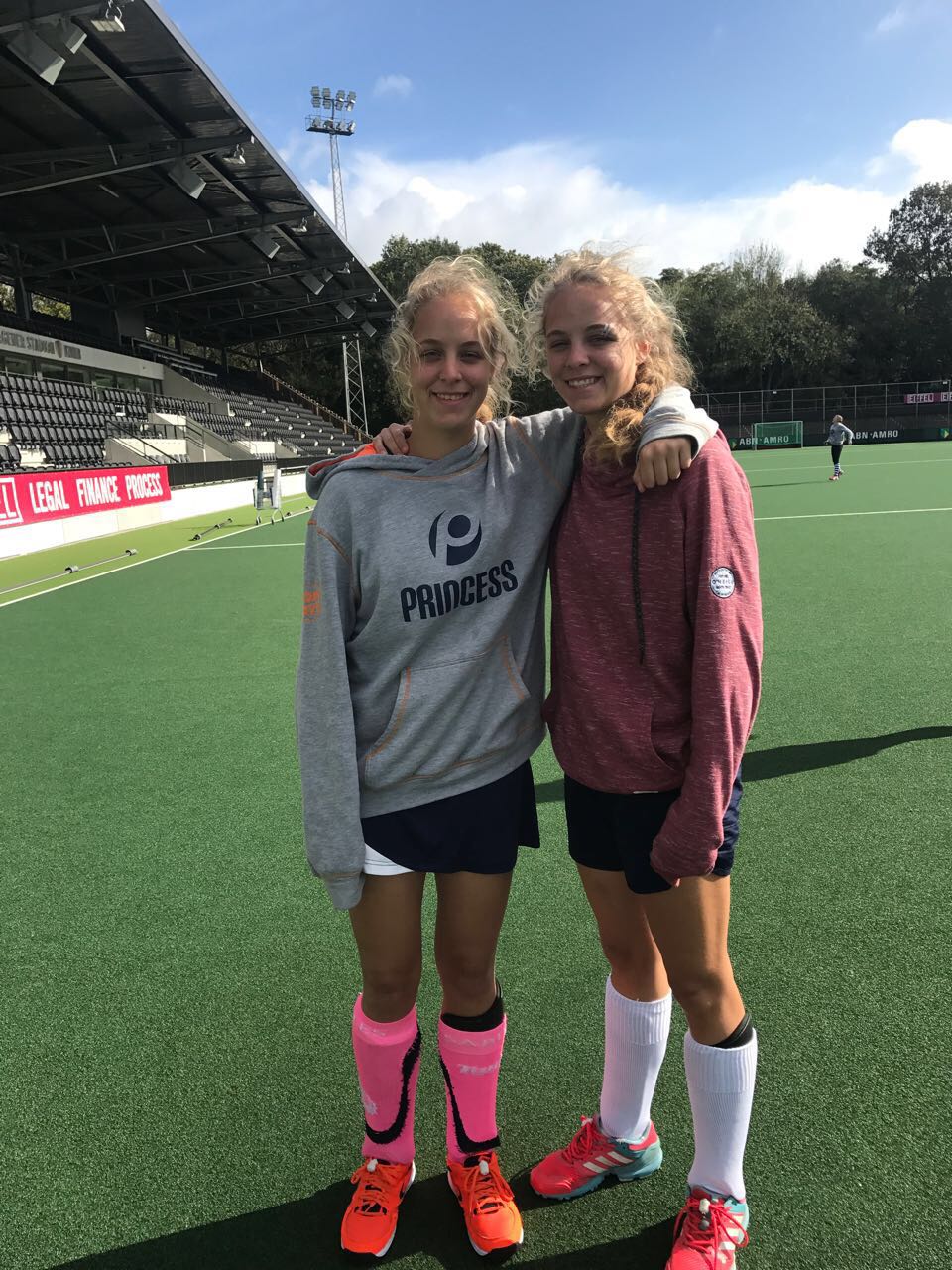 twins on main hockey field in Netherlands